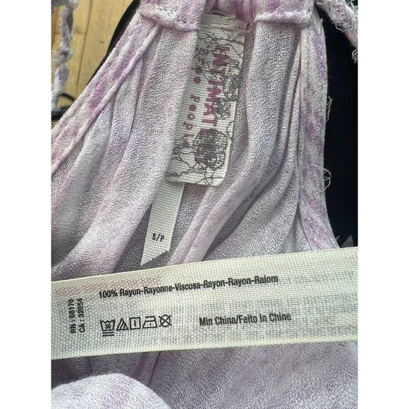 Free People Lilac Flowy Asymmetrical Midi Slip Dress | Balletcore Boho Coquette - Picture 16 of 16